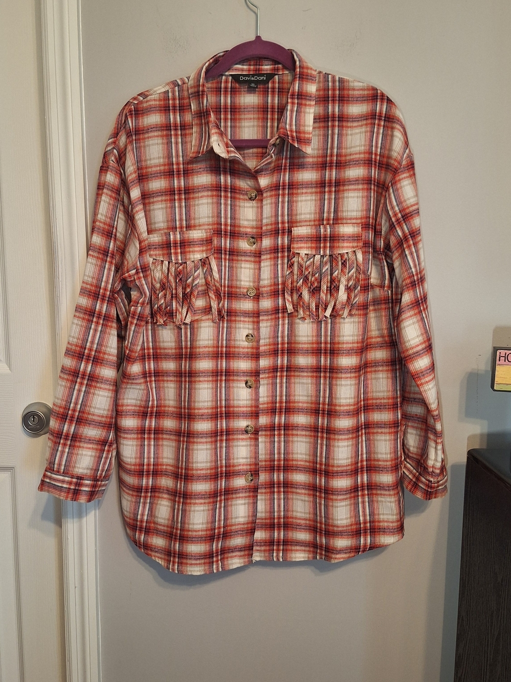DAVI & DANI Plaid Button-Down Flannel Shirt